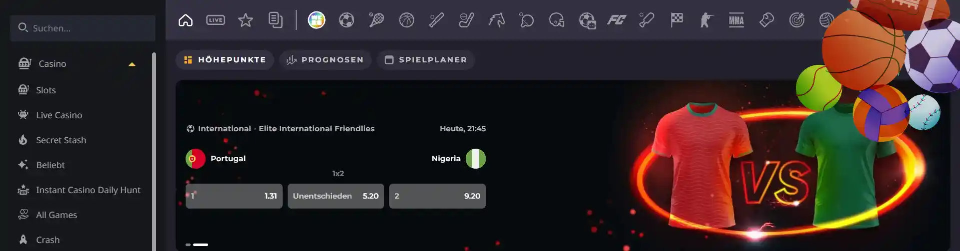 instant casino sport